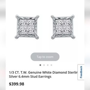 1/3 CT. T.W. Genuine White Diamond Sterling Silver 6.4mm Stud Earrings